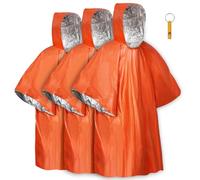 flintronic 3 Pack Emergency Survival Rain Poncho, Thermal Emergency Raincoat Poncho, Emergency Insulation Blanket for Heat Retention and Rain, Reversible Foil Blanket for Emergency Or First Aid