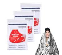 flintronic 3 Packs Emergency Foil Blanket, Windproof & Lightweight Thermal Blanket, Portable Survival Blanket for Outdoors,Hiking,First Aid,Marathons (Silver,160 x 210cm)