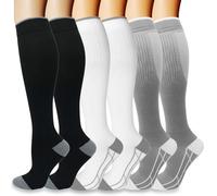 flintronic 3 Pairs Compression Socks for Women & Men, 15-20 mmHg Travel Flight Socks, Enhanced Circulation & Athletic Support, Compression Stockings for Running, Flying, Nursing(14-19in)