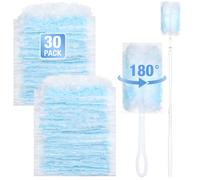 Flintronic 30 PCS Fluffy Duster Refills, 180° Disposable Dust Refill with Long Handle Short Handle for Efficient Cleaning, Office, Desk, Car, Blinds, Keyboard