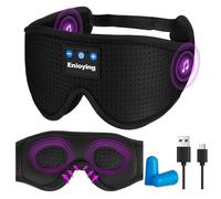 Flintronic 3D Bluetooth Sleep Mask Headphones, 100% Blackout Ultra Soft Ice Silk Eye Mask, Bluetooth 5.4 Breathable,Lightweight & Breathable,Ergonomic Design for Side Sleeper Travel Nap