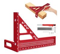 Flintronic 3D Carpenter Square, 22.5-90 Degree Aluminium Alloy Angle Measuring Ruler, 150mm High Precision Woodworking Speed Square with Woodworking Pens for Engineers Carpenters(Red)