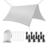 Flintronic 3M*3M Tent Tarp Waterproof *1, Hammock Rain Fly Tent Tarp, Lightweight Waterproof Camping Shelter, Portable Windproof Snowproof Tarpaulin, for Sunshade Camping Outdoor, Ivory White