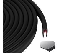 Flintronic 3M Rubber Edge Trim, 10mm x 5mm U Channel Edge Protector, Self-Adhesive Flexible Edge Guard, Rubber-Edging Trim for Sheet Metal, Car Doors, Table Corners (Black)