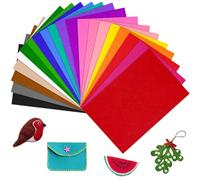 Flintronic 3mm Thick Felt Fabric Sheet, 20 Assorted Color A4 Size Textile Fabrics for DIY Sewing Crafts Handcraft Patchwork