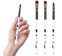 Flintronic 3PCS Acrylic Nail Brush, Nail Art Brushes Set, Size 8/10/14 Professional Brushes Pen, for Acrylic Application Acrylic Powder Nails Art Extension and 3D Nails Carving for DIY Home Salon