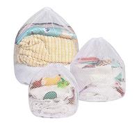 flintronic 3PCS Drawstring Mesh Laundry Bag, 3 Sizes Net Durable Drawstring Laundry Bag, Mesh Laundry Wash Bags for Washing Machine Travel, Delicates, Bra, Baby Cloths,Toy Storage