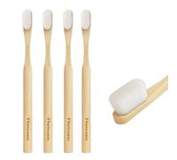 Flintronic 4 Pcs Bamboo Toothbrushes, Soft Bristle Toothbrush for Sensitive Gums, Micro-Nano Toothbrush with 20000 Bristles, Manual Soft Toothbrushes for Kids Adults (White Bristles)