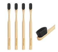 Flintronic 4 Pcs Bamboo Toothbrushes, Soft Bristle Toothbrush for Sensitive Gums, Micro-Nano Toothbrush with 20000 Bristles, Manual Soft Toothbrushes for Kids Adults (Black Bristles)
