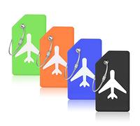 Flintronic 4 PCS Luggage Tags, Silicone Baggage Labels, Suitcase ID Tag Set, Handbag Tag Labels Travel Accessories for Checked Luggage, Hand Luggage and Handbags - Green+Orange+Blue+Black