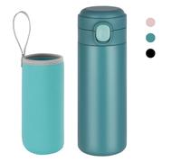 Flintronic 450ML Travel Mug Reusable Coffee Cup with Leakproof Lid Insulated Coffee Mug for Hot & Cold Drinks, BPA-Free 304 Vacuum Stainless Steel Travel Mug (Blue)