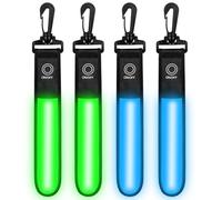 flintronic 4Packs LED Flash Strip, Light Bar Reflector Pendant, Adult Child Safety LED Light, 3 Modes, Suitable for Hiking, Jogging, Cycling, Hiking and More-2*Green+2*Blue