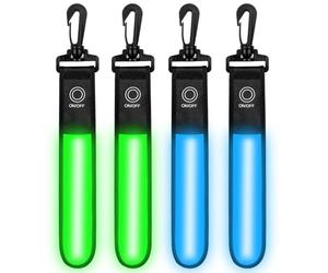 flintronic 4Packs LED Flash Strip, Light Bar Reflector Pendant, Adult Child Safety LED Light, 3 Modes, Suitable for Hiking, Jogging, Cycling, Hiking and More-2*Green+2*Blue