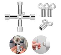 flintronic 4pcs Radiator Bleed Key, 4-in-1 Metal Utility Key, Gas Meter Box Key for Bleeding Radiators/Air Vent, Electric Box Key for Bleeding/Air Vent, Remove Trapped Air/Valve Venting, Silver