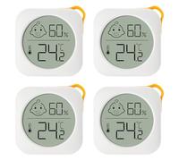 Flintronic 4PCS Room Thermometer Hygrometer Indoor, Mini Digital Temperature Humidity Meter Gauge, Accurate Hygrometer with Hanging Hole and Face Icons for Home Baby, Office, Garden (with Battery)