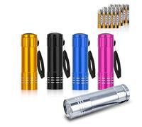 Flintronic 5 Pack LED Small Torch, Small Pocket Flashlight with 9 LEDs, Aluminium Kids Torches, with Lanyard, Super Bright, for Kids Adult Camping Hiking Outdoor Gifts, Batteries Included