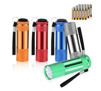Flintronic 5 Pack LED Small Torch, Small Pocket Flashlight with 9 LEDs, Aluminium Torches, with Lanyard, Super Bright, for Adult Camping Hiking Outdoor Gifts, Batteries Included