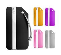 Flintronic 5 Pcs Luggage Tags, Aluminum Alloy Baggage Labels, Suitcase ID Tag Set, Handbag Tag Labels Travel Accessories for Checked Luggage, Hand Luggage and Handbags - Multicolors