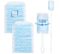 Flintronic 50 PCS Fluffy Duster Refills, 180° Disposable Dust Refill with Long Handle Short Handle for Efficient Cleaning, Office, Desk, Car, Blinds, Keyboard