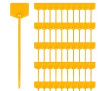 Flintronic 50PCS Blank Waterproof Security Tags, Plastic Security Seals, Writeable Self Locking Security Tag Ties, Reusable Shipping Tags for Key Storage, Luggage, Clothes, Shelf-tag (Yellow)
