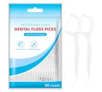 Flintronic 50Pcs Dental Floss, Portable Dental Toothpick, Disposable Floss Picks, Tooth Picks Sticks Interdental Cleaning Tool for Travel Home Office Restaurant