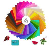 Flintronic 50Pcs Felt Fabric Sheet 15x15cm, 50 Assorted Color Textile Fabrics for DIY Sewing Crafts Handcraft Patchwork, 1mm Thickness