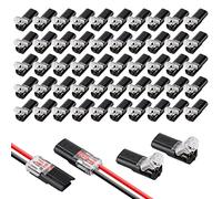 Flintronic 50Pcs Quick Dual Wire Terminal Block, 2 Pin Peel-free Push-type Design Connectors, 18-22AWG Quick Splice Wire Crimp Terminal