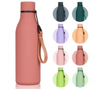 flintronic 550ml Water Bottles with Strap,Double Wall Vacuum Insulated Water Bottles Keeps Drinks Cold 24 Hrs/Hot 12 Hrs|Leak Proof|BPA Free,Stainless Steel Water Bottles for Gym,Hiking-Rouge Pink
