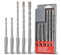 flintronic 5PCS SDS-Plus Drill Bit Set, Cross Drill Bits, Rotary Hammer Drill for Drill Holes in Concrete, Ceramic Tile, Stone, Metal, Plastic and Multi-Layer Materials (5/6mm*115mm+6/8/10mm*165mm)