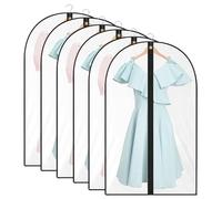 Flintronic 6 Pack Garment Covers, 60 * 100cm(23.6'' x 39.4'') Garment Bags, Waterproof Suit Protector Bags, Dustproof Clothes Covers with Zip for Shirts, Coats, Evening Dress and Other Garments