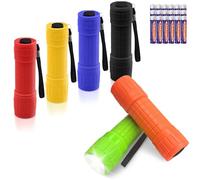 flintronic 6 Pack LED Small Torch, Mini Pocket Flashlight with 9 LEDs, Portable Torches with Lanyard, Super Bright, for Camping Hiking Outdoor Gifts, Batteries Included