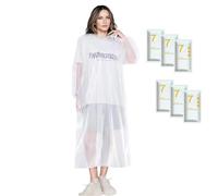 flintronic 6 Pack Waterproof Rain Ponchos Adult, Portable Disposable Clear Raincoats for Women and Men, Emergency Raincoats Adult With Hood for Outdoor Concert, Camping, Hiking