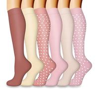 flintronic 6 Pairs Compression Socks for Women & Men, 15-20 mmHg Travel Flight Socks, Enhanced Circulation & Athletic Support, Compression Stockings for Running, climbing, Nursing(9-15in)