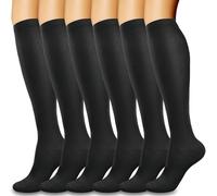 flintronic 6 Pairs Compression Socks for Women & Men,15-20 mmHg Travel Flight Socks, Enhanced Circulation & Athletic Support, Compression Stockings for Running, Flying, Nursing(Black 9-15in)
