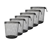 Flintronic 6 Pcs Black Drawstring Bags Mesh Bag, Small Mesh Bags, Round bottom, Lightweight Mesh Nylon Storage Bag, Travel Stuff Sack Mesh Storage Ditty Bag for Cosmetics, Travelling, Hiking, Black