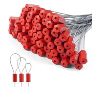Flintronic 60 PCS Anti-Tamper Security Tags, Steel Security Seals with Numbered, Self Locking Security TAG Ties, Anti-Tamper Seals for Secure Fire Extinguishers, Luggage, Clothes, Shelf Tags (Red)