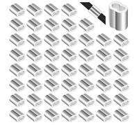 Flintronic 60PCS Wire Rope Crimping Loop Sleeves, M3 Aluminum Sleeves Clips, Double Hole Fittings Cable Crimps Sleeves for 3mm Wire Rope Clips and cable