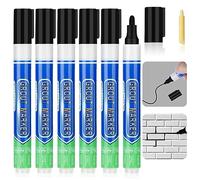 Flintronic 6PCS Grout Pen, Black Tile Paint Marker with Replacement Nib, Tiles grout pen Wall Repair Pens, Tile-grout Reviver pens for Bathrooms Kitchen Floor tile, wall Lines