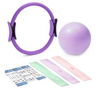 flintronic 6PCS Pilates Equipment Set with Spilates Ring, Yoga Ball and Resistance Bands Set, Pilates Essential Kit for Beginners, Full Body Workout Kit Women and Men