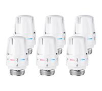 Flintronic 6PCS Thermostatic Radiator Valve Head, M30 x 1.5 TRV Radiator Thermostat Valve Replacement Head, Automatical Temperature Control Heating System, Universal for Home Office, White