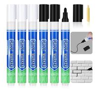 Flintronic 6PCS White & Black Grout Pen - Tile Paint Marker and Wall Repair for Bathroom Kitchen Floor and Wall Lines - Reviver and Sealer