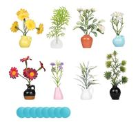 Flintronic 8pcs Mini Vase Fridge Magnets, 3D Tiny Bud Vases, DIY Vase Magnets, Cute Mini Vase Fridge Magnet with Strong Magnet for Refrigerator, Locker, Kitchen, Office (No Flower)