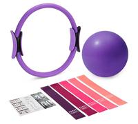 flintronic 8PCS Pilates Equipment Set with Spilates Ring, Yoga Ball and Resistance Bands Set, Pilates Essential Kit for Beginners, Full Body Workout Kit Women and Men