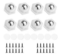 Flintronic 8PCS Self Adhesive Castors, 360 Degree Furniture Castors, Mini Swivel Castor Wheels with Mounting Holes, Ball Bearing Ball Caster for Small Furniture, Kitchen Appliances, Trash Can (White)