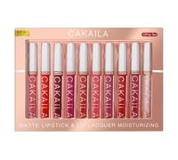 Flintronic 9PCS Matte Liquid Lipstick + 1PC Lip Plumper Makeup Set Kit, Long-lasting Waterproof Velvet Lip Gloss Set, Long Lasting Waterproof, Non-Stick Cup, Makeup Gift Kits