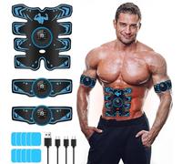 flintronic Abs Trainer, EMS Muscle Stimulator, Portable Muscle Stimulator, Abdominal Trainer with 8 Modes & 19 Intensities, EMS Training Device for Abdomen, Arm, Leg Fitness Training