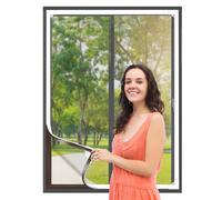 Flintronic Adjustable DIY Magnetic Fly Screen Window, 1x1.3M Fibergalss Mesh Mosquito Netting, Fly Screen for Window with Full Frame Magnetic Strip, Easy Install Keep Bugs/Flys/Mosquitoes Out, Grey