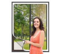 Flintronic Adjustable DIY Magnetic Fly Screen Window, 1x1M Fibergalss Mesh Mosquito Netting, Fly Screen for Window with Full Frame Magnetic Strip, Easy Install Keep Bugs/Flys/Mosquitoes Out, Black