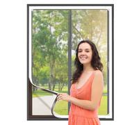 Flintronic Adjustable DIY Magnetic Fly Screen Window, 1x1M Fibergalss Mesh Mosquito Netting, Fly Screen for Window with Full Frame Magnetic Strip, Easy Install Keep Bugs/Flys/Mosquitoes Out, White