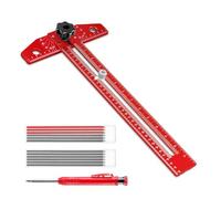 Flintronic Aluminum Alloy Sliding T-Square, Precision Angle Adjustment Line Drawing Aid with Carpenter Pencil, Multi-function Woodworking Tools for Measure Angles, Position, Draw Lines